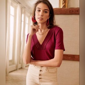 Sezane Miranda t-shirt in Prune (S)